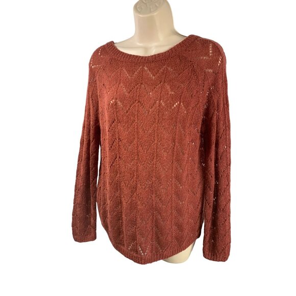 Cozy Casual Vneck Sweater Womens Size Small Medium Pullover Wool Loose Knit Maro - Picture 1 of 5
